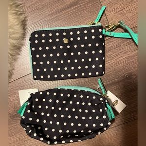 NWT fossil wristlet + small make up bag